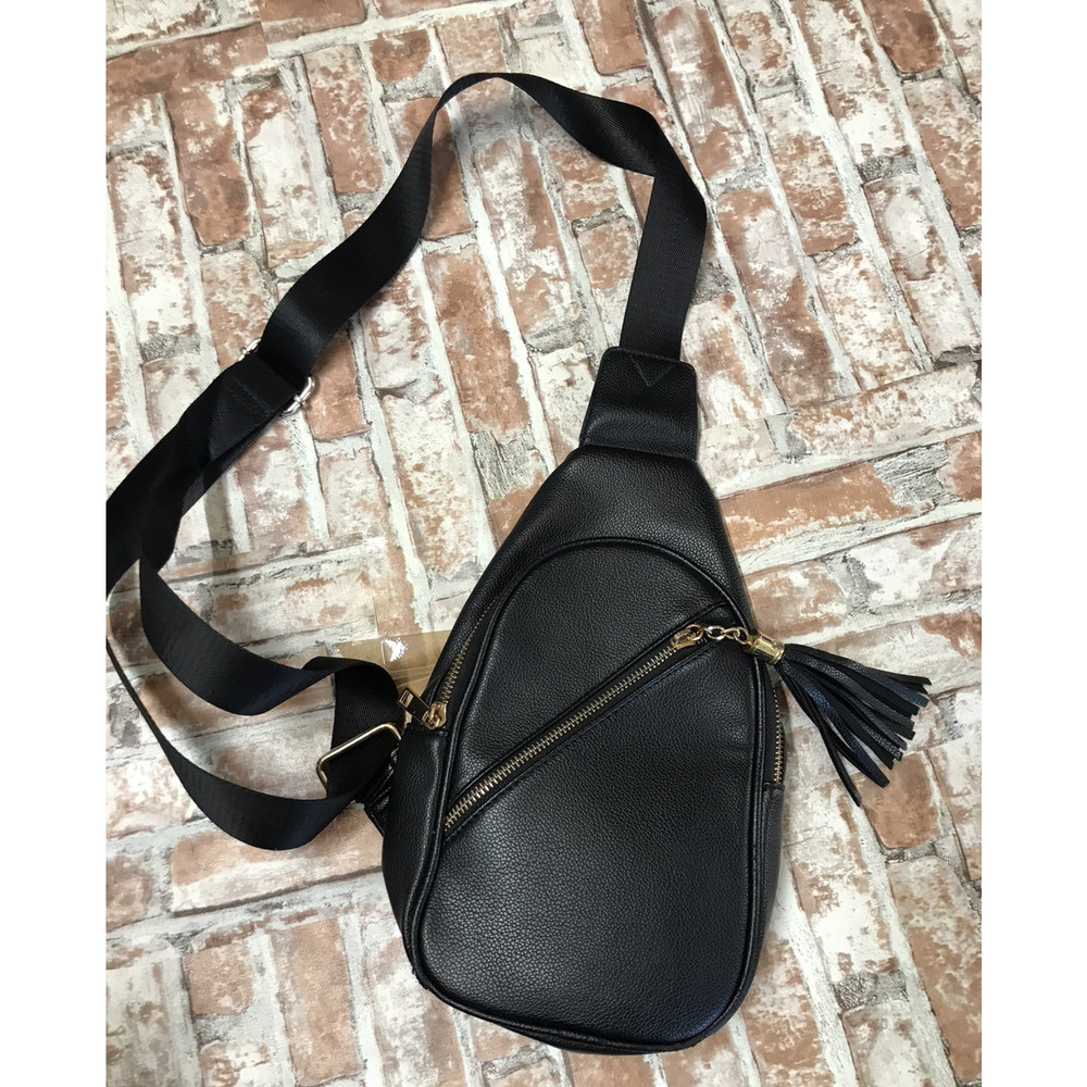 Women's Sling Bag Crossbody Shoulder Bag Chest Travel Backpack Handbag w/ Tassel